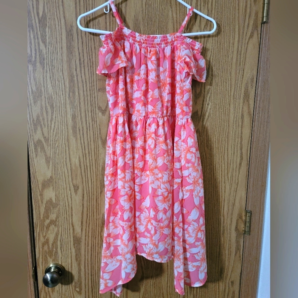 Childrens Place Cold Shoulder Shark Bite Hem Dress Large 10/12